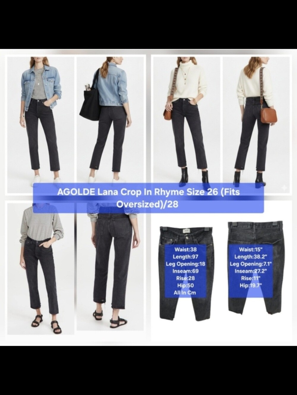 AGOLDE Lana Crop in Rhyme Size 26-28